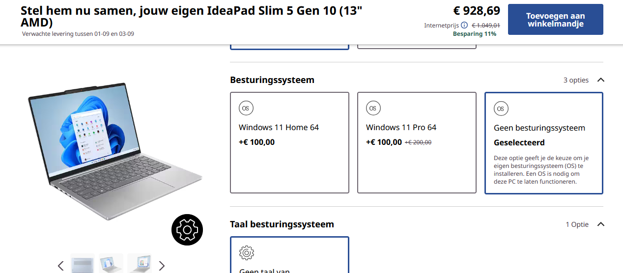 My order (dutch text)